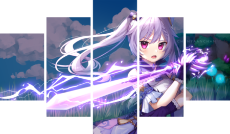 لوحة Genshin Impact – خمسة قطع – برشة أحجام | ديكور دارك