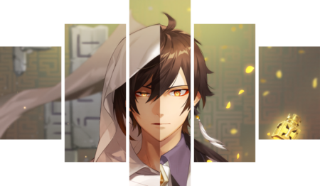 لوحة Genshin Impact – خمسة قطع – برشة أحجام | ديكور دارك