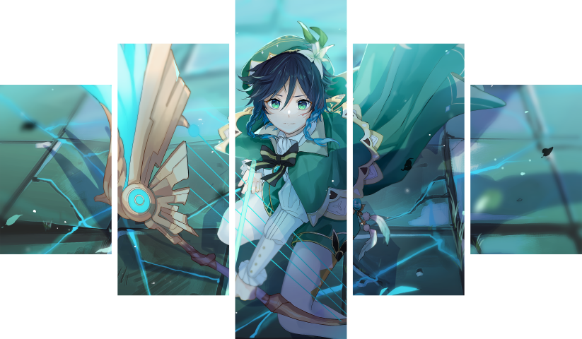 Genshin Impact – 5 Panels – Multiple Sizes | Home Decor