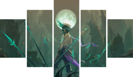 لوحة Genshin Impact – خمسة قطع – برشة أحجام | ديكور دارك