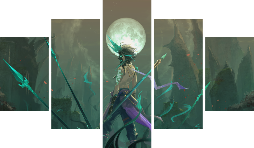 Genshin Impact – 5 Panels – Multiple Sizes | Home Decor