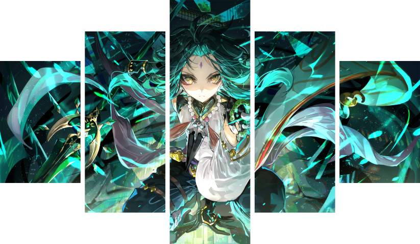 لوحة Genshin Impact – خمسة قطع – برشة أحجام | ديكور دارك