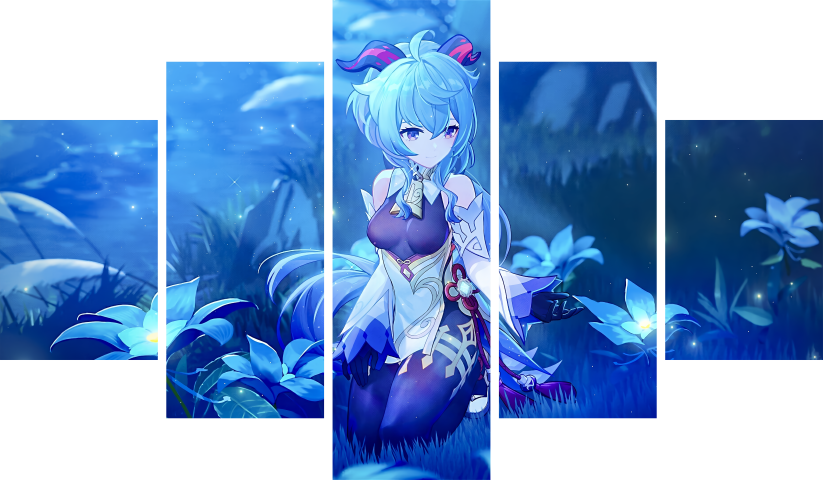 لوحة Genshin Impact – خمسة قطع – برشة أحجام | ديكور دارك