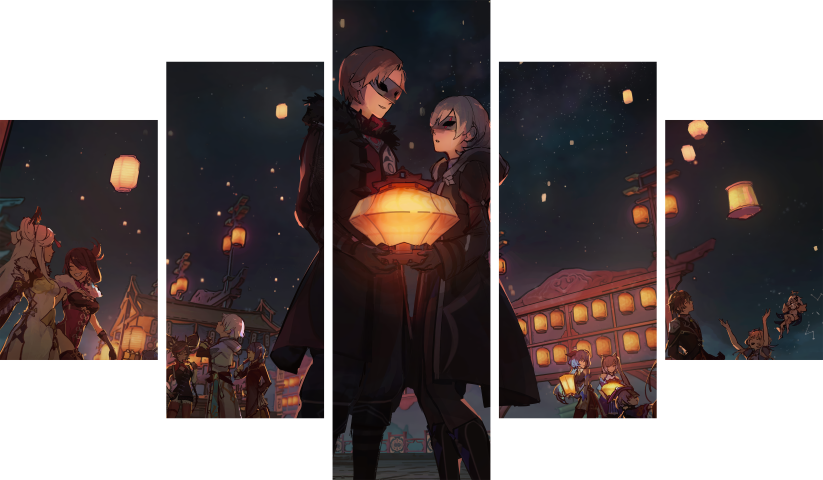 لوحة Genshin Impact – خمسة قطع – برشة أحجام | ديكور دارك