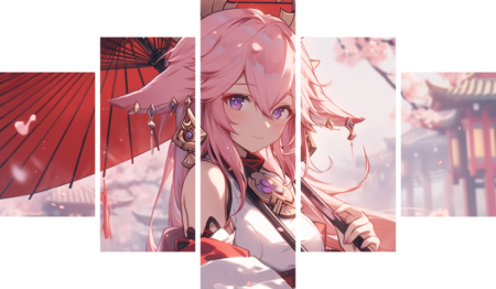 لوحة Genshin Impact – خمسة قطع – برشة أحجام | ديكور دارك