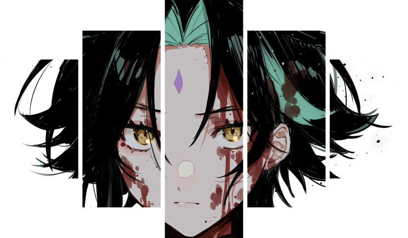 لوحة Genshin Impact – خمسة قطع – برشة أحجام | ديكور دارك