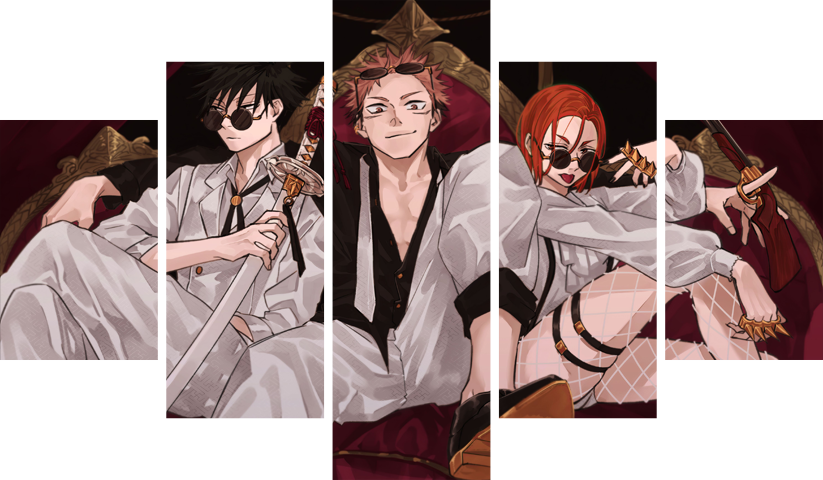 لوحة Jujutsu Kaisen – خمسة قطع – برشة أحجام | ديكور دارك