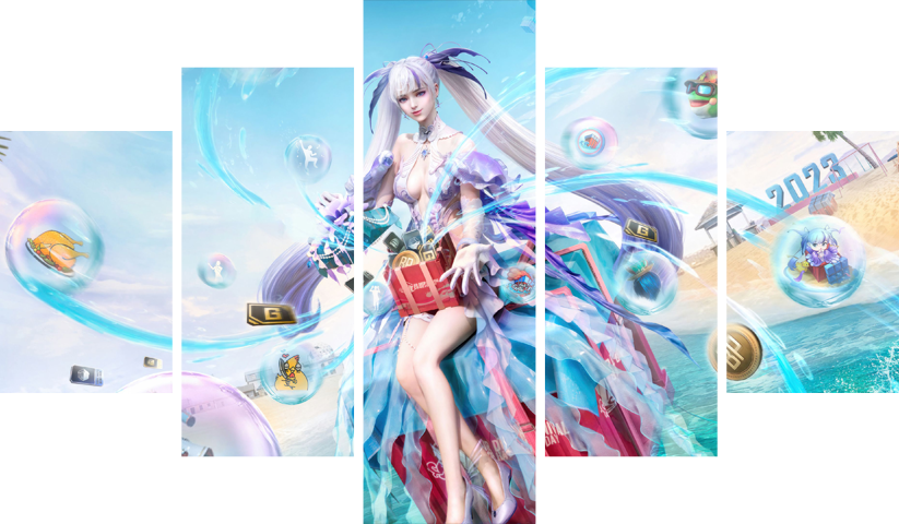 PUBG – 5 Panels – Multiple Sizes | Home Decor