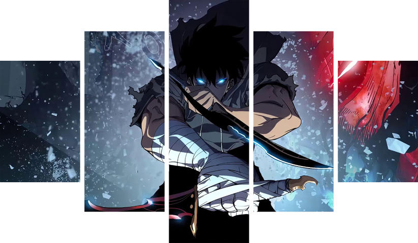 Solo Leveling – 5 Panneaux – Plusieurs Tailles | Décoration Maison