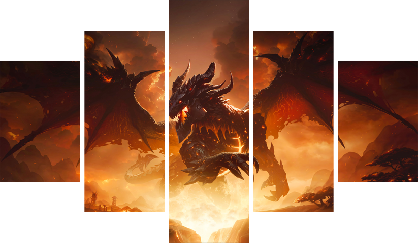 لوحة World of Warcraft – خمسة قطع – برشة أحجام | ديكور دارك