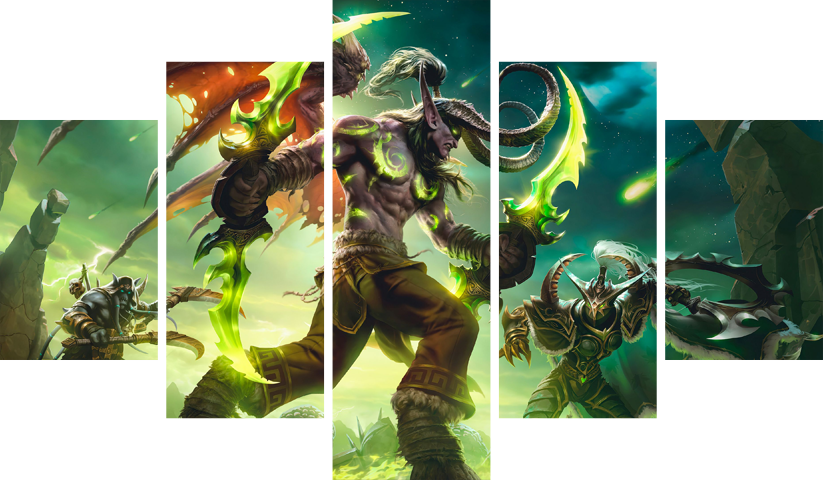 لوحة World of Warcraft – خمسة قطع – برشة أحجام | ديكور دارك