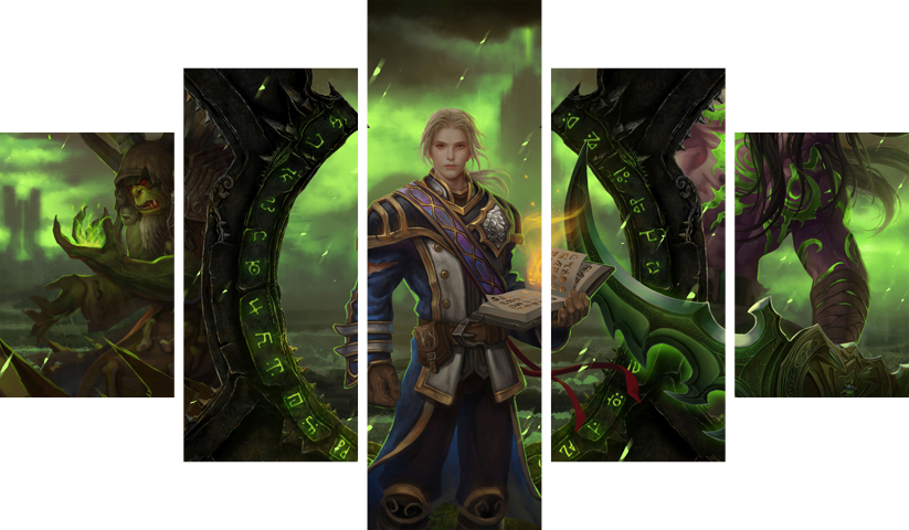 لوحة World of Warcraft – خمسة قطع – برشة أحجام | ديكور دارك