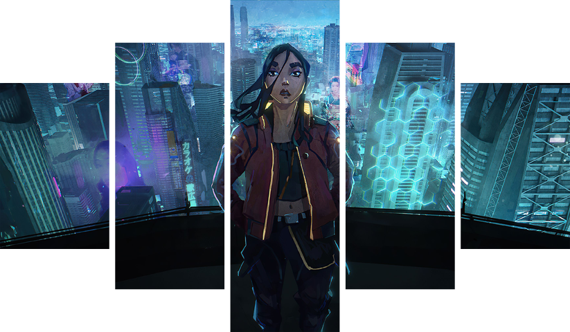 cyberpunk 2077 – 5 Panneaux – Plusieurs Tailles | Décoration Maison