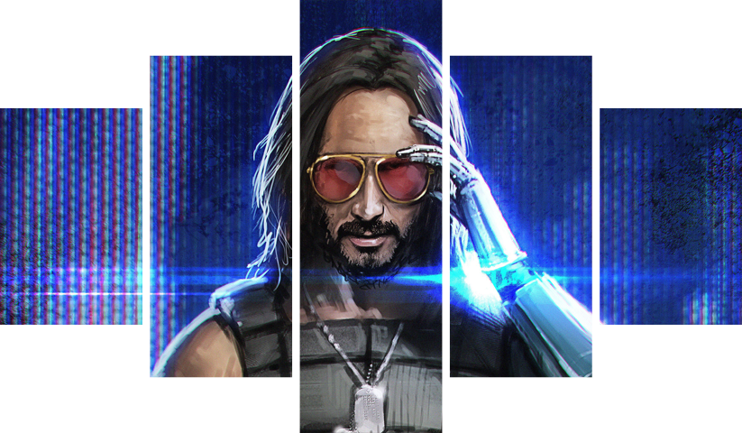 cyberpunk 2077 – 5 Panneaux – Plusieurs Tailles | Décoration Maison