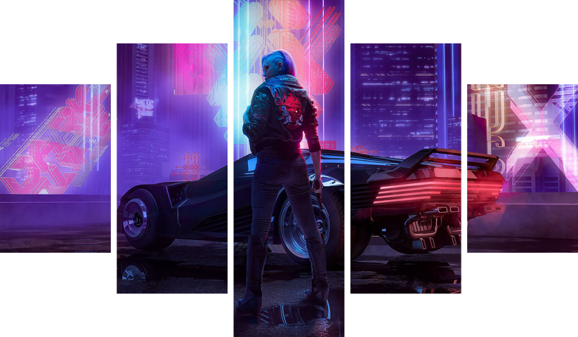cyberpunk 2077 – 5 Panneaux – Plusieurs Tailles | Décoration Maison