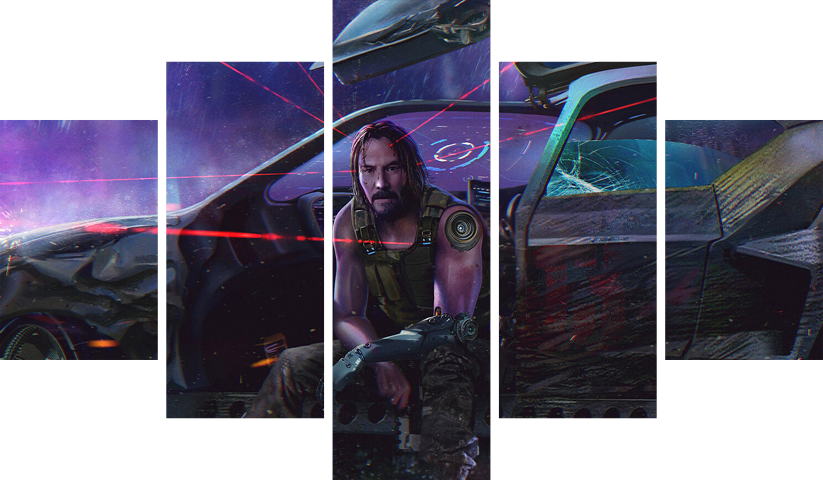cyberpunk 2077 – 5 Panneaux – Plusieurs Tailles | Décoration Maison