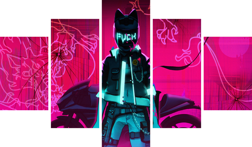 cyberpunk 2077 – 5 Panneaux – Plusieurs Tailles | Décoration Maison