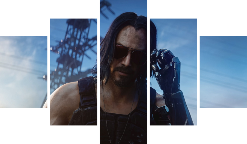 cyberpunk 2077 – 5 Panneaux – Plusieurs Tailles | Décoration Maison